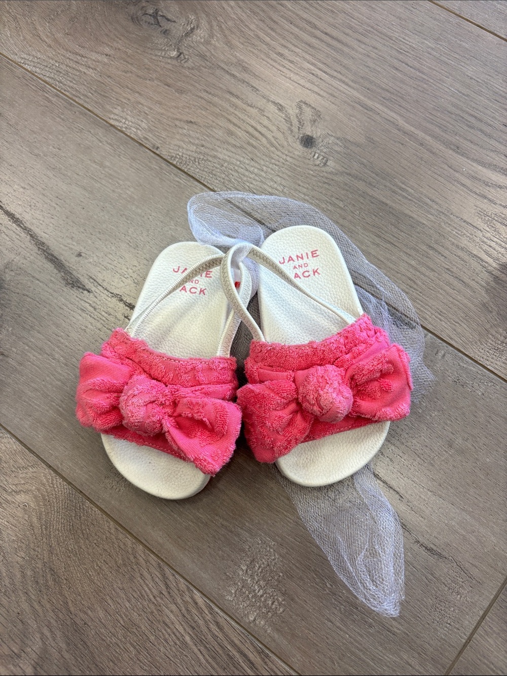 Janie and Jack Hot Pink Bow Slide Sandals